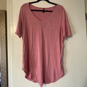 Casual Pink V-Neck Tee for Women